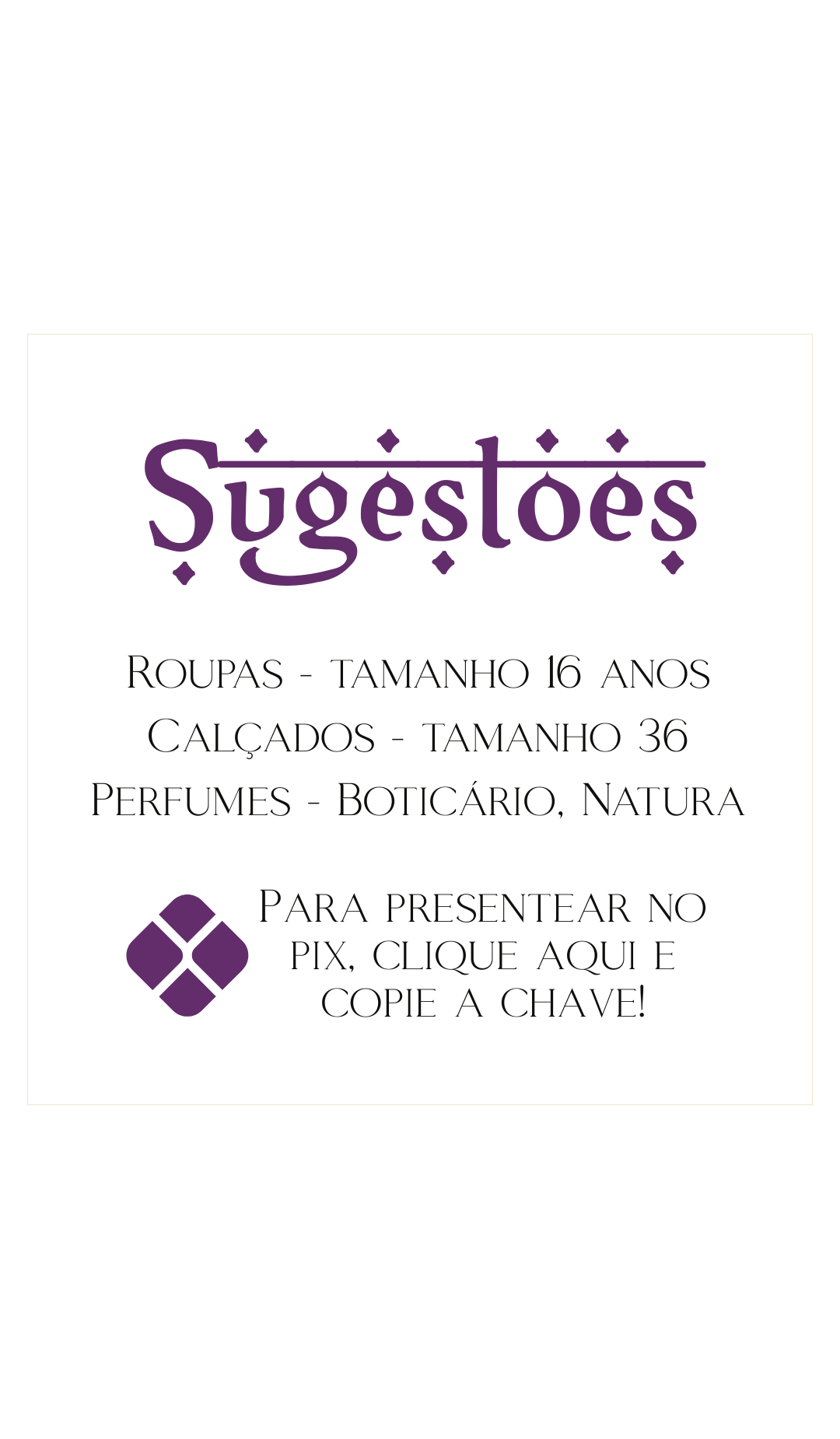Sugestões de presentes